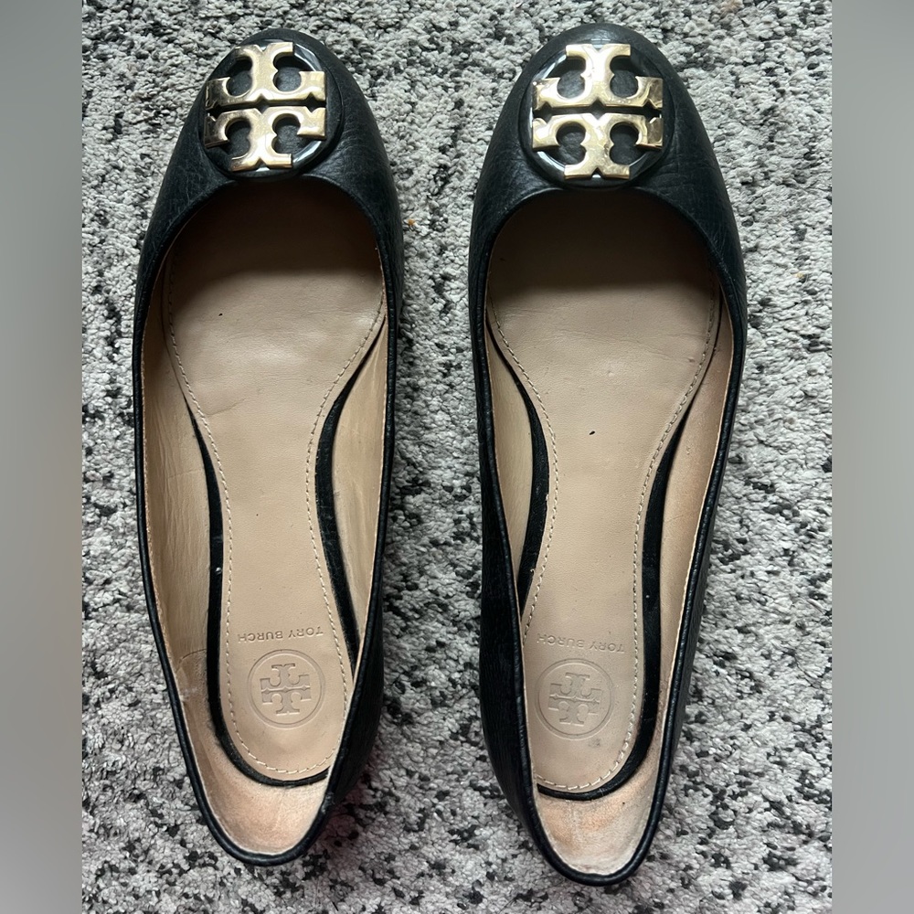 Tory Burch Black Leather Flats | 6.5
